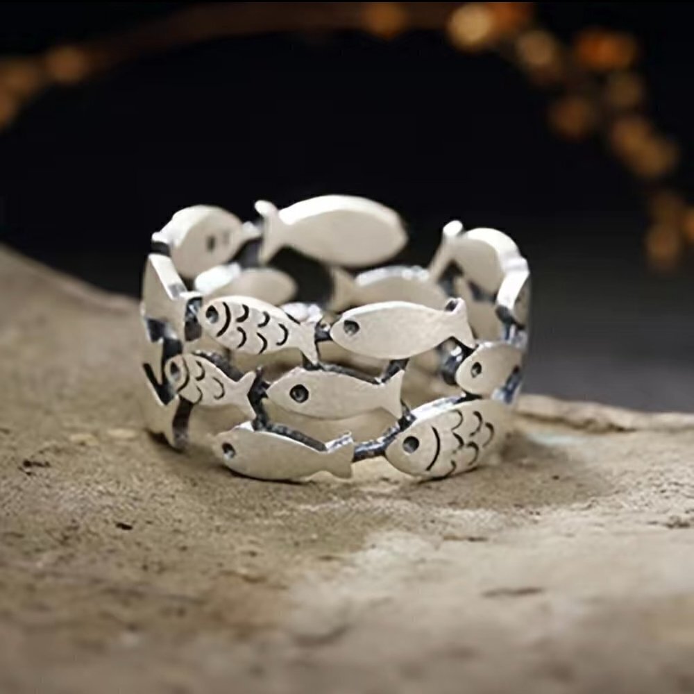 Silver 925 Fish Boho Ring #806 - Picture 3 of 10